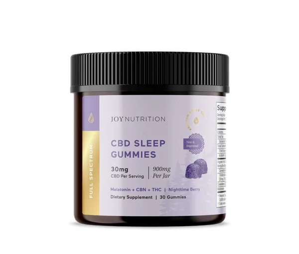 joy organics cbd sleep gummies – nighttime berry, full spectrum | 30ct, 30mg thc + 90mg cbn + 900mg cbd